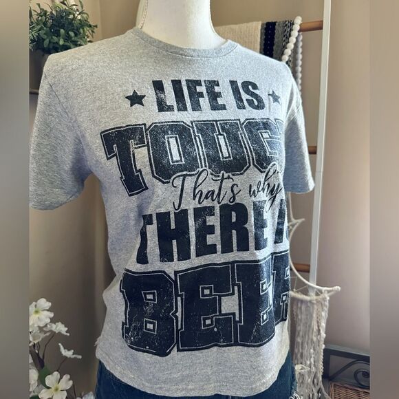 Life is Tough that’s why there is Beer Gray Graphic T shirt - Picture 2 of 5